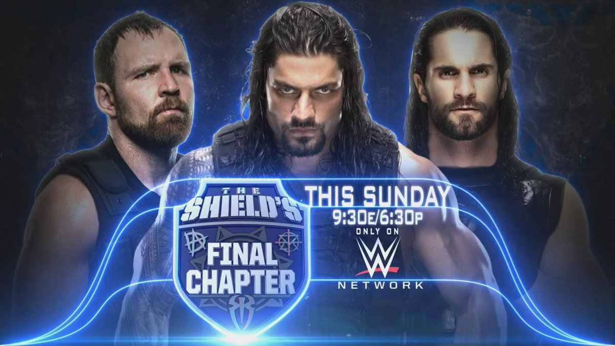 WWE's tweet image. Sierra.
Hotel.
India.
Echo.
Lima.
Delta.

One last time, one final chapter, THIS SUNDAY on @WWENetwork! #ShieldsFinalChapter @WWERollins @WWERomanReigns @TheDeanAmbrose