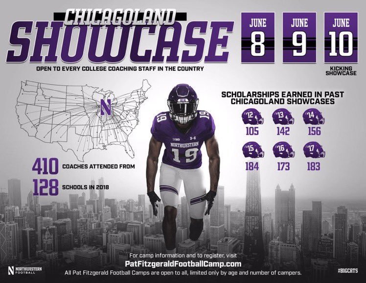 📢PSA: HS Football Players Save the Date: June 8 & 9; 10 (Kick) You can sit and hope for offers or you can come SHOWCASE yourself & EARN opportunities to continue playing this great game at the ⬆️LVL at the BEST showcase camp in 🇺🇸 INVEST IN YOURSELF! PatFitzgeraldFootballCamp.com