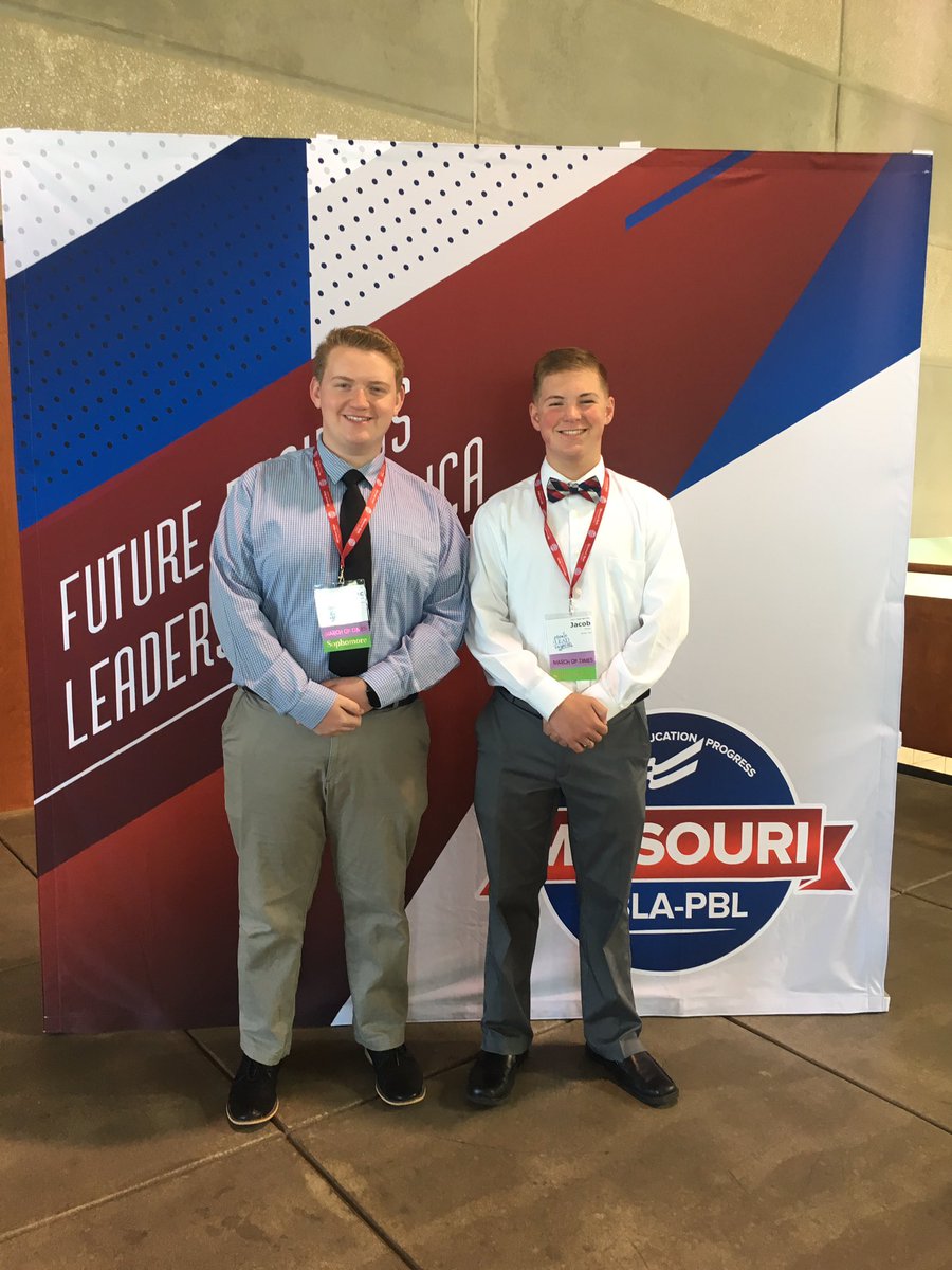 STJfbla's tweet photo. @isaacratcliff_ and @jacobrinehart_ represented STJ at the LeadershipEDU sessions at #MOSLC19. We can’t wait to have you all share with our members some things you took away from the conference! #StjFBLASuccess https://t.co/njcEDfGMaI