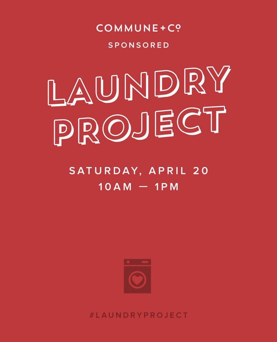 Excited to partner w/ our <a href="/CommuneAndCo/">Commune + Co.</a> friends on this Saturday’s #LaundryProject!

How to join:

1) Bring laundry supplies or rolls of quarters to <a href="/uniontpa/">Union by Commune + Co.</a> this week. You get a free beverage as thanks!

2) Volunteer! (Tampa Laundry, 2501 N Tampa St, Tampa)

3) Spread the word!