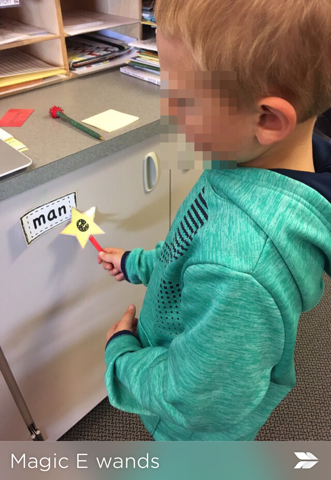 renee_gilpin's tweet photo. Hands-on learning with movement.  Ss loved using magic E wands to practice making the vowels in CVCe words say their name. #MLlearns #bsd7chat #handsonlearning #iteachk https://t.co/WOg3fy2wts