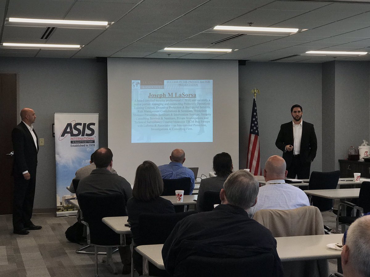 ASISNC119's tweet photo. Today we had an amazing training and networking event at @ASISNC119. Our members received vital information on how to transition form the military to the private security industry. Thank you @LaSorsaTraining! #myasis #veterans #asisinternational #training #security #management https://t.co/wkeENKJ23Z