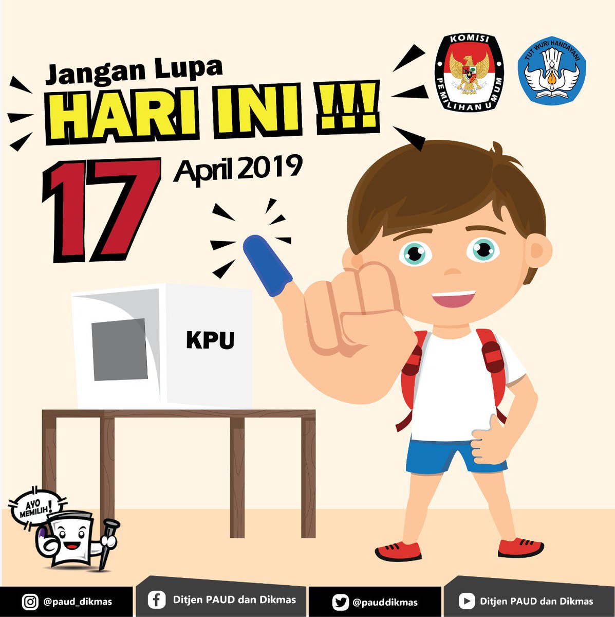 pauddikmas's tweet photo. #sahabatpauddikmas
Sudah datang ke tps dan nyoblos belum??
Yuk kita ikut pemilu
Satu suara sangat berarti loh https://t.co/APlrmIYc7O
