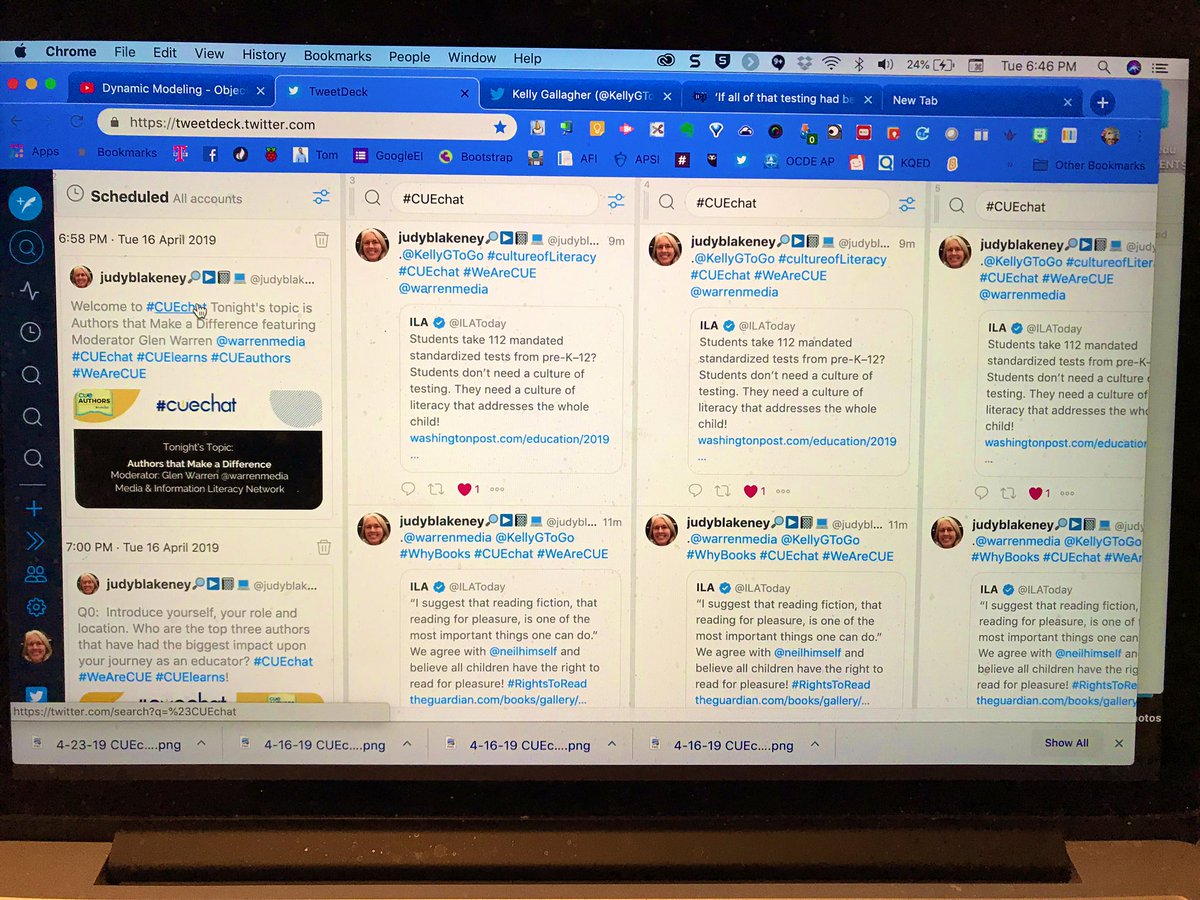 judyblakeney's tweet photo. Got #TweetDeck ready for  @warrenmedia #cuechat #cuelearns #WeAreCUE https://t.co/spiw8iuaDT