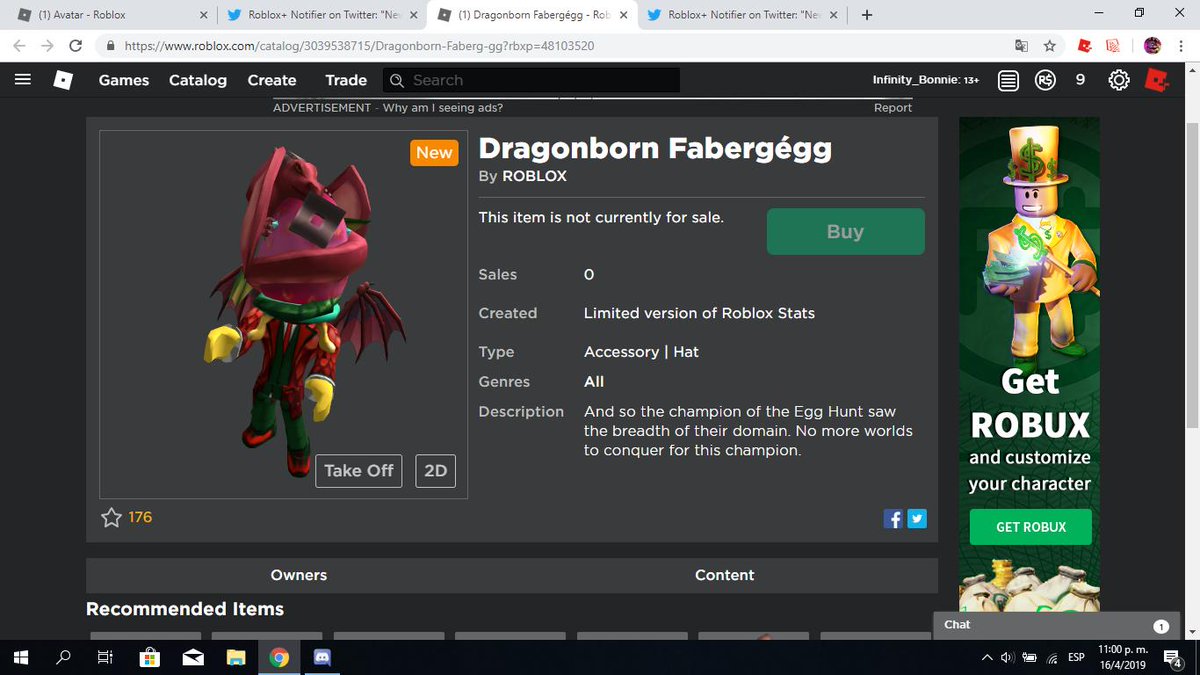 Roblox Notifier On Twitter New Hat Dragonborn Fabergegg Https