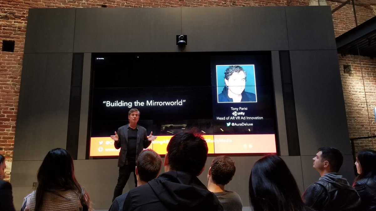 JC_3D's tweet photo. Tony (@auradeluxe) is kicking off the party with a vision of what the future will look like along with an introduction to @creatingarvr! #CreatingARVR #XR https://t.co/UkEGyAYTsk