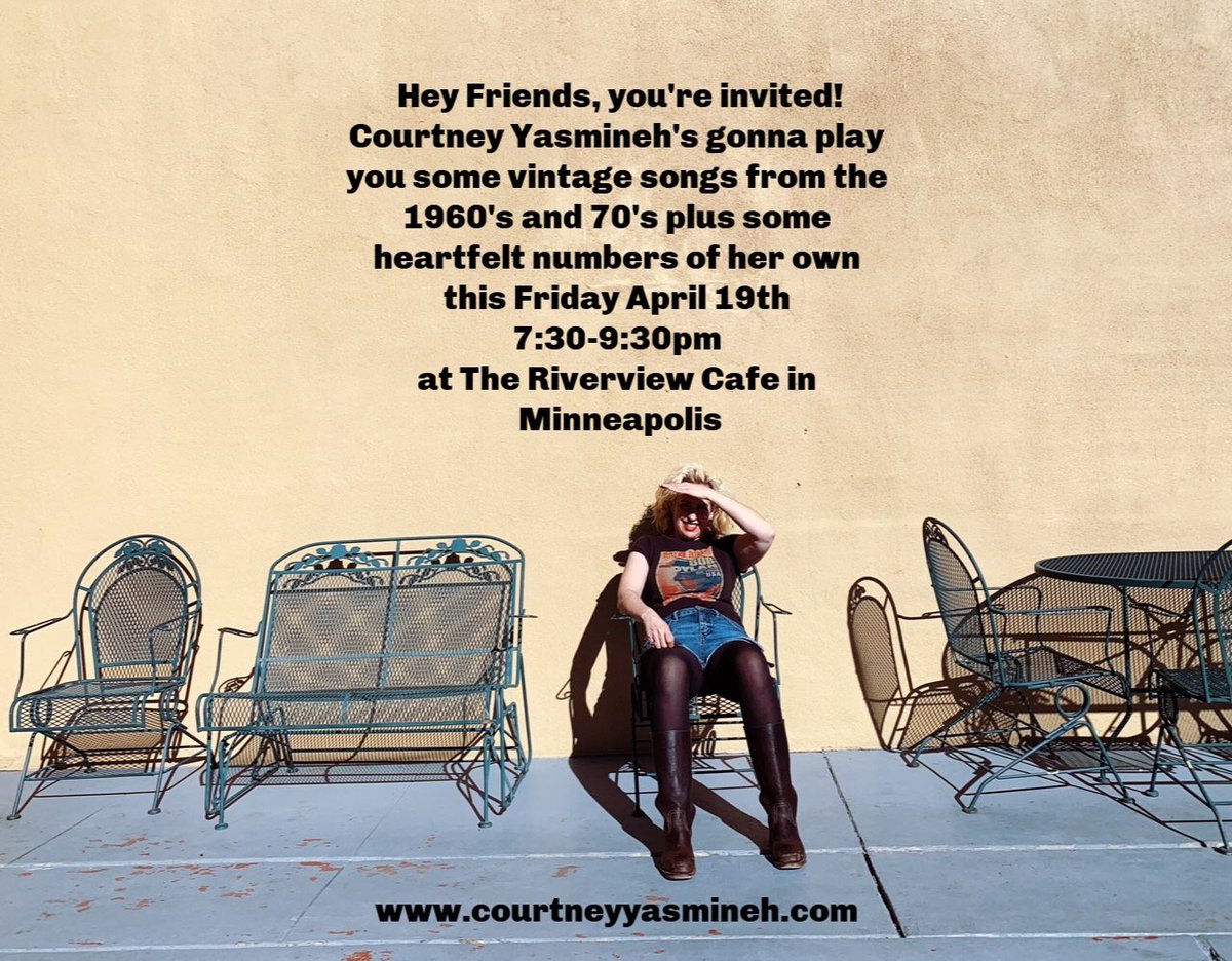 cyasmineh's tweet photo. See you Friday 7:30-9:30pm at the #riverviewcafe in Minneapolis, where it's finally warm and sunny! https://t.co/A2VcWgfd5o https://t.co/9XaliwUkSQ