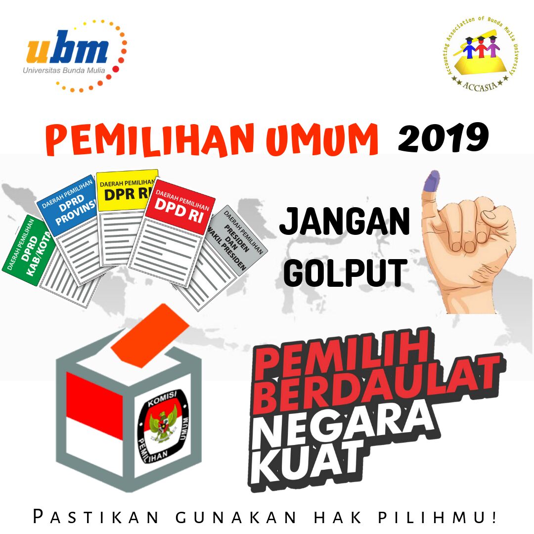 Pilihan boleh berbeda, tapi Indonesia tetap satu. Gunakanlah hak suara kalian, untuk menentukan masa depan Indonesia menjadi lebih baik.

Ramaikanlah pesta demokrasi &amp; mari ciptakan suasana pemilu yang konduktif dan damai untuk masa depan Indonesia bersama.
#HimaAccasia
#SalamSOF