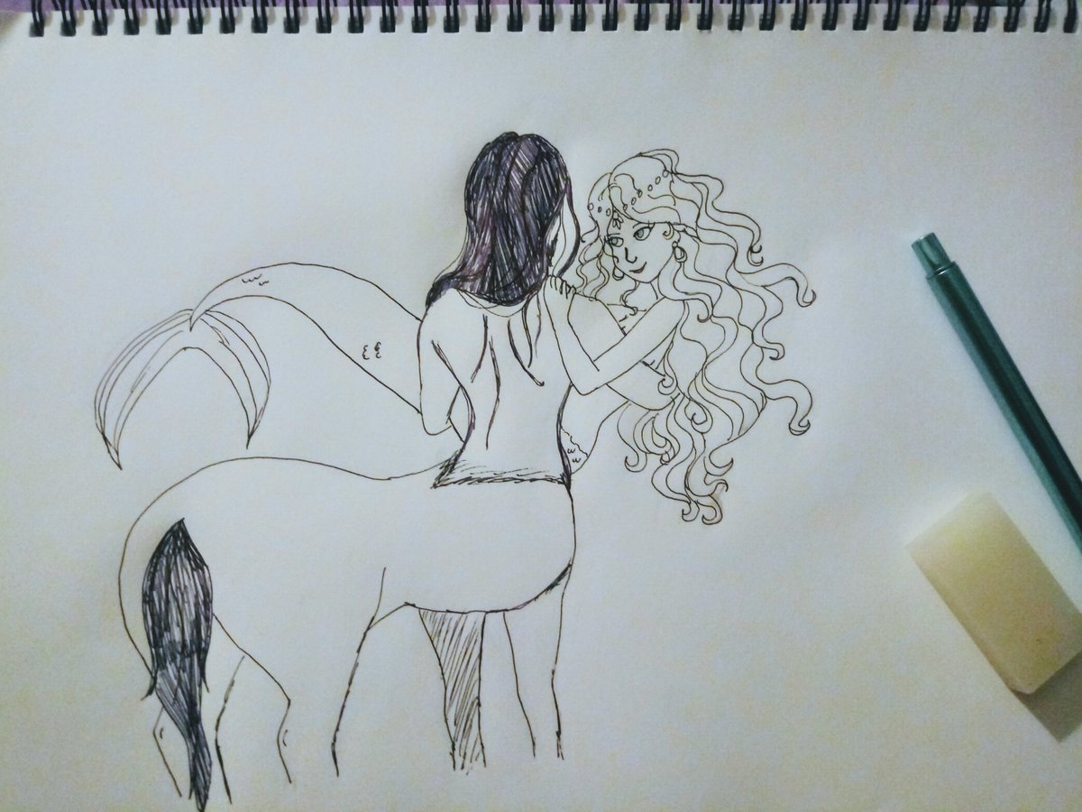 CaptSprinkles7's tweet photo. It's #Drawacentaurday this is pretty inspired by the music video for The Suffering by Coheed and Cambria. Been wanting to draw this for years. https://t.co/p096Ov0wUU