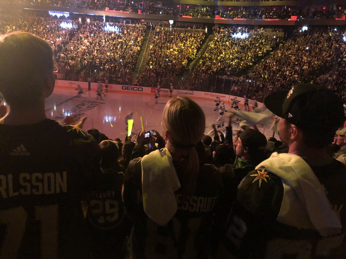 telluridenative's tweet photo. Exciting first period...... #vgksection7 #vegasborn #sharkmeat @GoldenKnights https://t.co/Uc4Dr02lLl