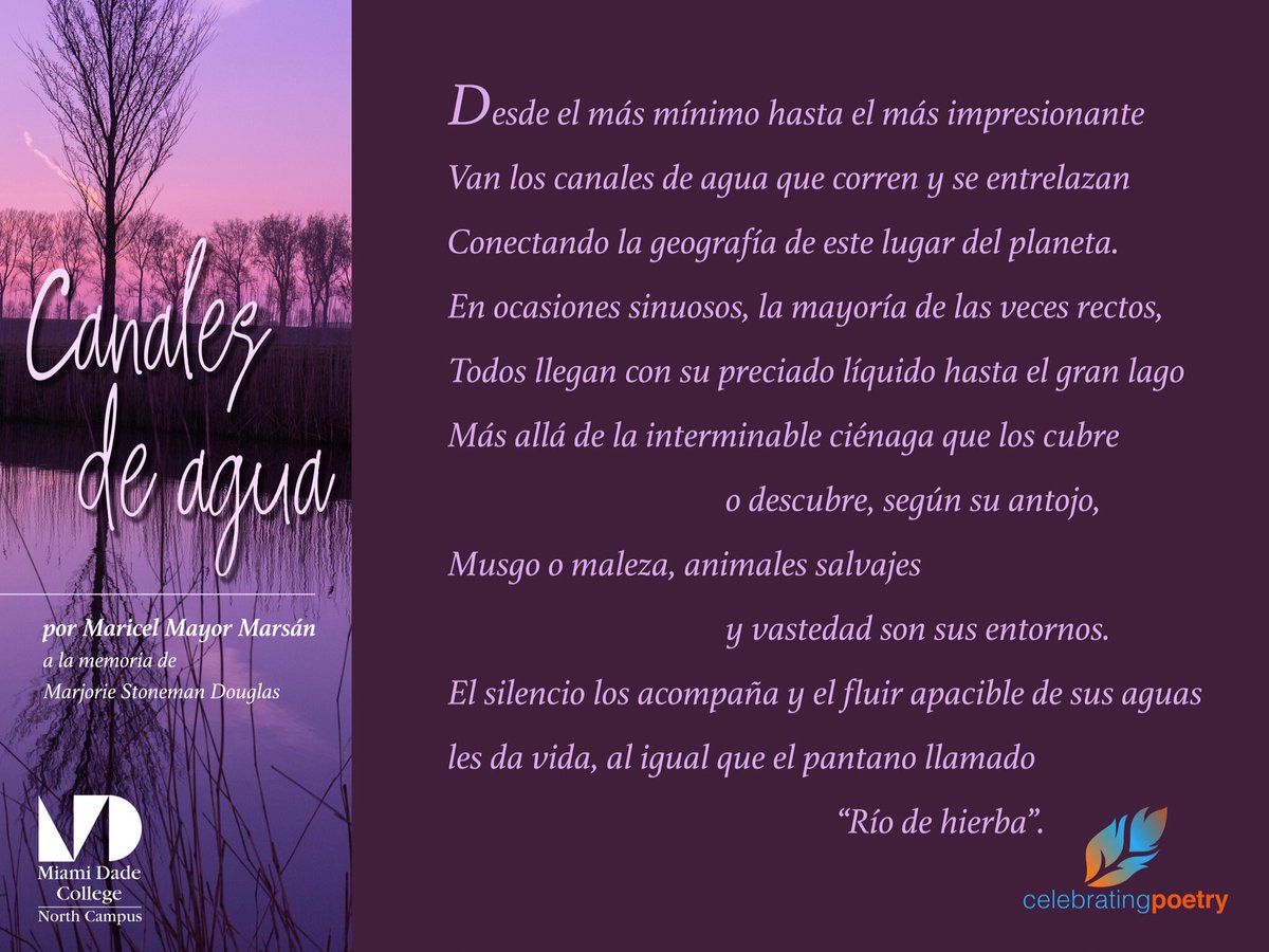 MayorMMar's tweet photo. Muy agradecida por la inclusión de mi poema CANALES DE AGUA en el proyecto #POEMS, #POEMS #EVERYWHERE en el Recinto Norte del Miami Dade College durante las celebraciones del Mes Nacional de la Poesía (Abril de 2019). https://t.co/jMnJxOa2ZA