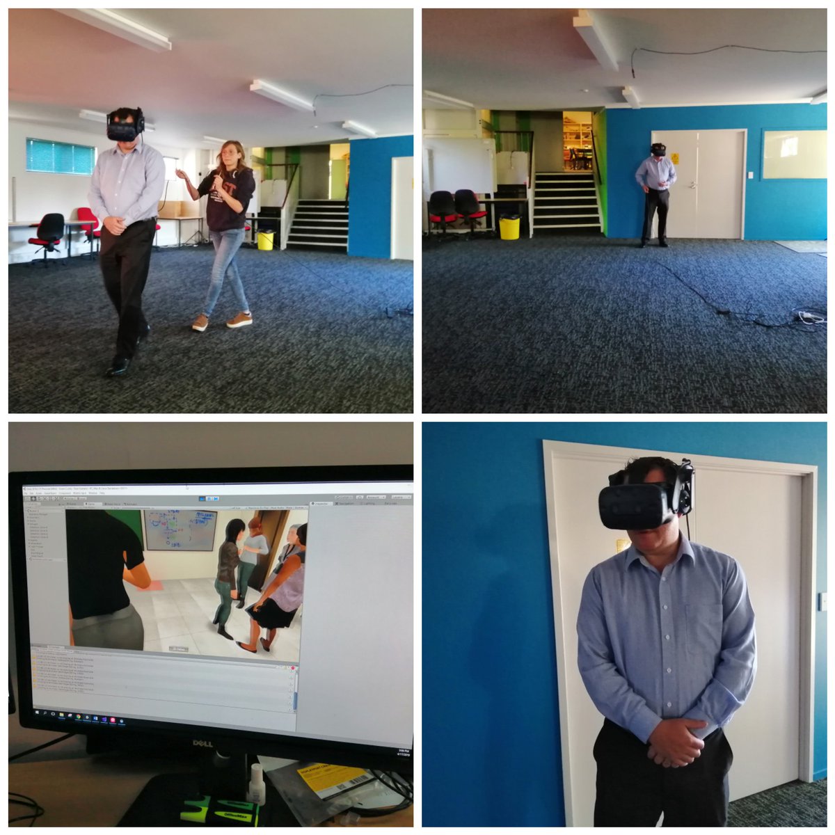 r_lovreglio's tweet photo. We just started new #VirtualReality experiments to improve @EvacuationModel. This was possible thanks to the support of @A_Rahouti @MasseyUni and @MasseyConst https://t.co/H8Nl56Tm6E