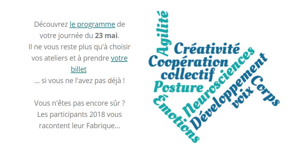 Ils l'ont vécu, ils vous racontent La Fabrique du Changement ! 

Retrouvez dans notre dernière newsletter 💌

👉Les témoignages #LaFabToulouse audio &amp; video des participants 2018
👉Les présentations vidéo des ateliers 2019 par leurs animateurs

 Par ici ▶️ mailchi.mp/94eb67f04350/p…