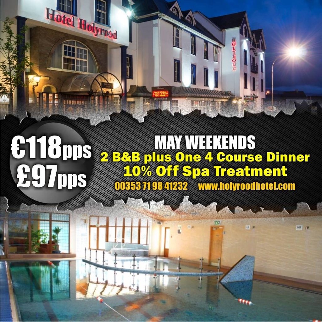HolyroodHotel's tweet photo. 🌸May Weekend Breaks🌸
2 Nights B&amp;B plus 1 Evening Dinner
☀️ From €118 per person sharing☀️
10% Off Listed Spa Treatments
To Book - Ph: 00 353 71 98 41 232
https://t.co/MtDFqqR6NL https://t.co/JjIu64N7a6