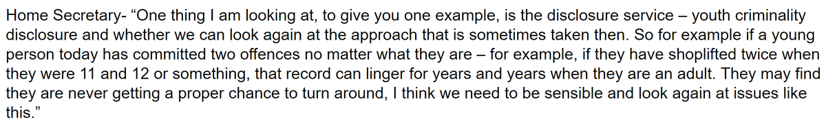 ChrisStacey's tweet photo. And for those interested in what @sajidjavid actually said on the criminal records disclosure regime, see the image below for his answer to a question he was asked when he gave a speech in East London on Monday about knife crime #dbsfiltering https://t.co/ndS6O3tpD0