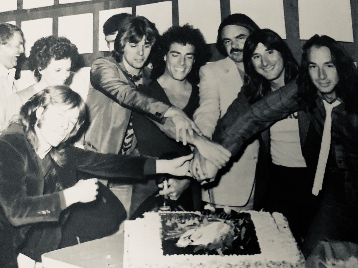Lady_J50's tweet photo. The group Journey celebrate the release of the album Escape. #steveperry #steveperrymusic #thevoice #legend #80smusic #rockstar #arenasinger #singer #songwriter #traces #hanford #la #hollywood #nealschon #stevesmith #rossvalory #jonathancain https://t.co/Av8H0HIUvC