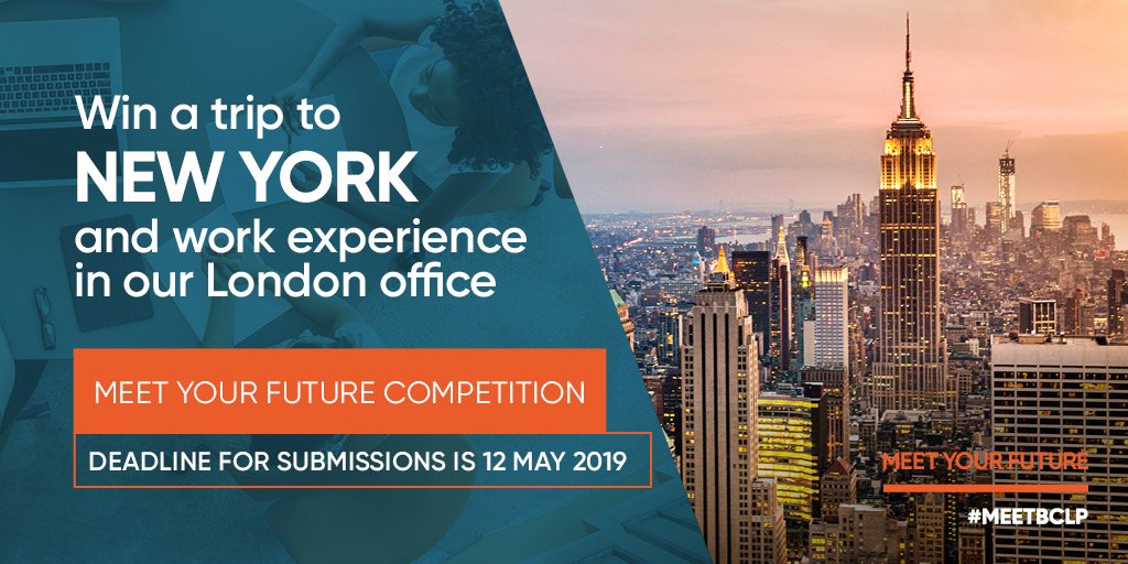 BCLP_Trainees's tweet photo. Excited to announce that the extended deadline for our competition is 12 May 2019. For full competition details visit our website https://t.co/oqZoqOW2CF
#MEETYOURFUTURRE #MEETBCLP #Competition #NewYork #law https://t.co/wEgspB5nRx