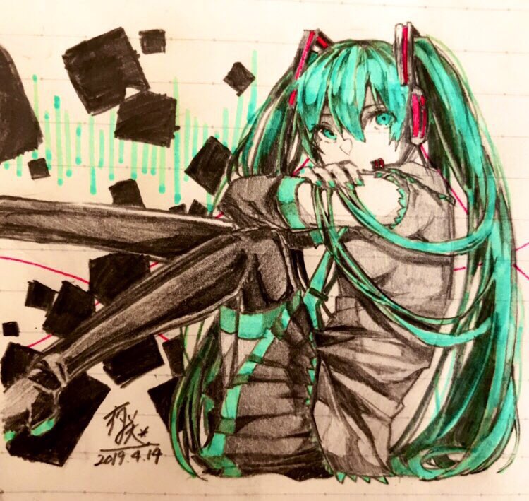 ほんと絵描けてないので とりあえず蛍光ペン使った過去絵あげます W 夜咲 依頼停止中のイラスト