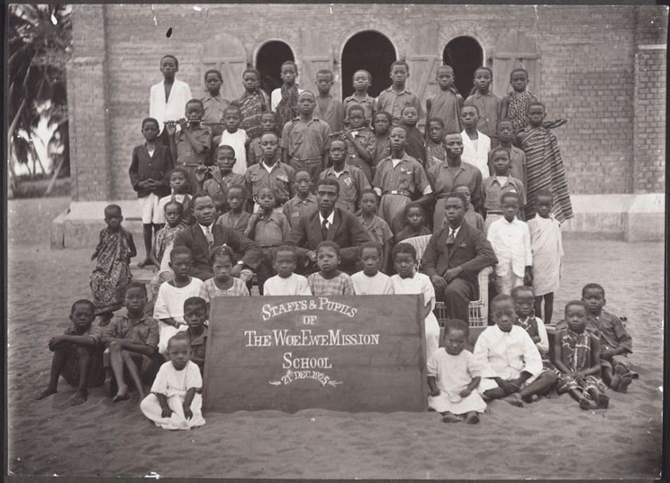 Staff and Pupils of The Ewe Mission school in Woe, Volta region. 21st December 1925.