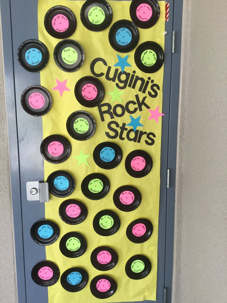 Mrs_J_Erickson's tweet photo. We decorated our buddies doors to make sure they Rock The Test! @julieericksonLL @laspositaslions #LHCSD #1Team1Vision https://t.co/OWyQA2xYbb