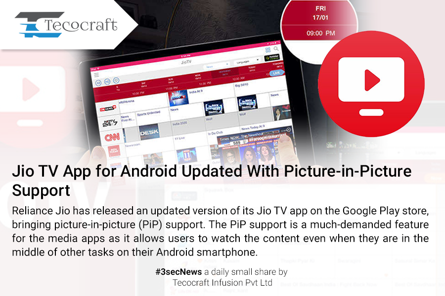 Tecocraft's tweet image. #RelianceJio #JioTVApp #PiPMode #3secNews #tecocraft