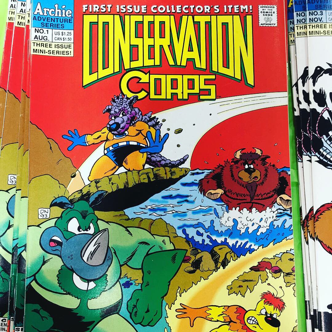 evaction's tweet photo. Met comic writer and artist Dan Nakrosis at @PHLCC where he introduced us to a forgotten super team, the Conservation Corps. They were first introduced in a Archie Series in a TMNT cross over event. #phillycomiccon #gpcc2019 #comics #tmnt #dannakrosis #conversationcorps https://t.co/GyAIzf6kDK