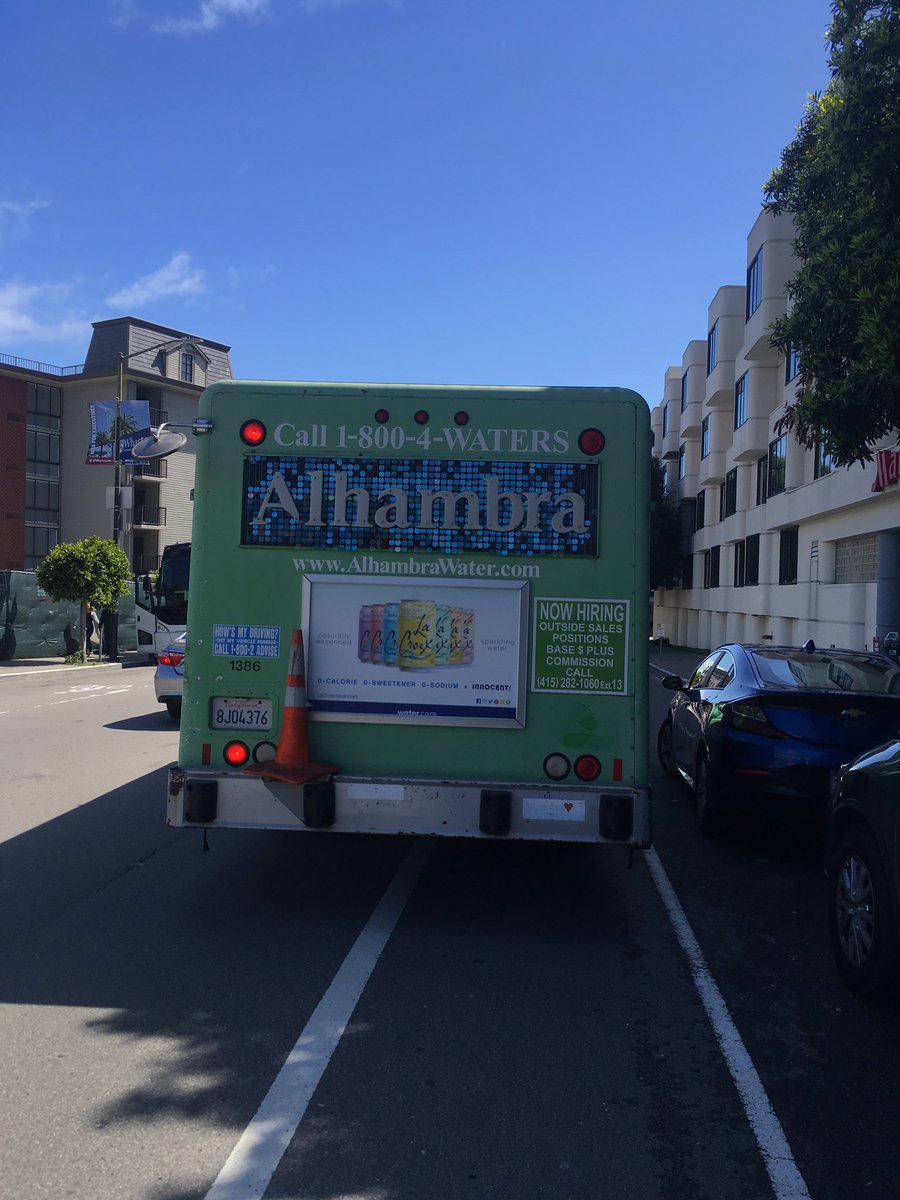 rideshaming's tweet photo. Hey @DrinkAlhambra, please don’t park in bike lanes. I like my water less deadly. https://t.co/yc1xFWeM21