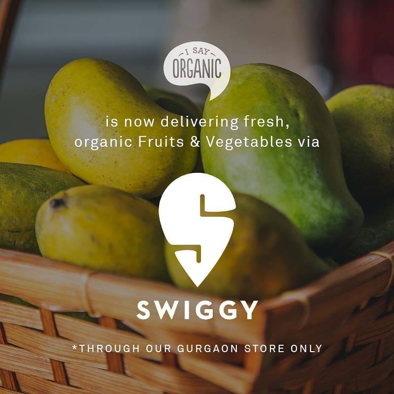 We're super stoked to announce our collaboration with <a href="/swiggy_in/">swiggy</a> ! We're now delivering #organic #freshfruits and #vegetables through #swiggy from our store to your doorstep. 
Get ordering now!
#isayorganic #organic #retail