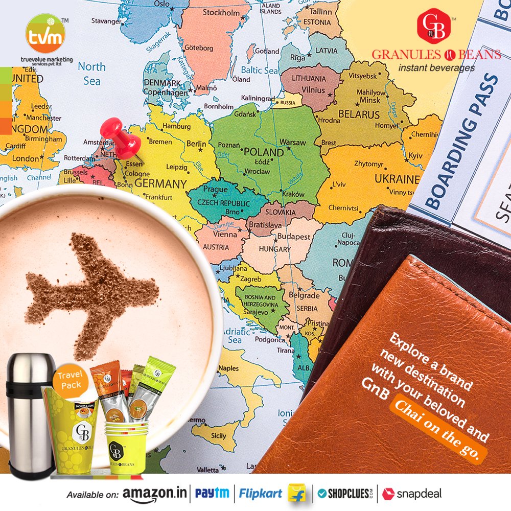 GranulesB's tweet photo. European trip this summer? 
Don’t forget to pack up your fav GnB chai for some special moments on the go. Just pour the contents of the sachet in a cup, add hot water and your chai is ready.

#GnB #chaionthego #GnBchai #traveldiaries #traveltea #wednesdaywisdom  #cutstirsip https://t.co/dHx1WaoySf
