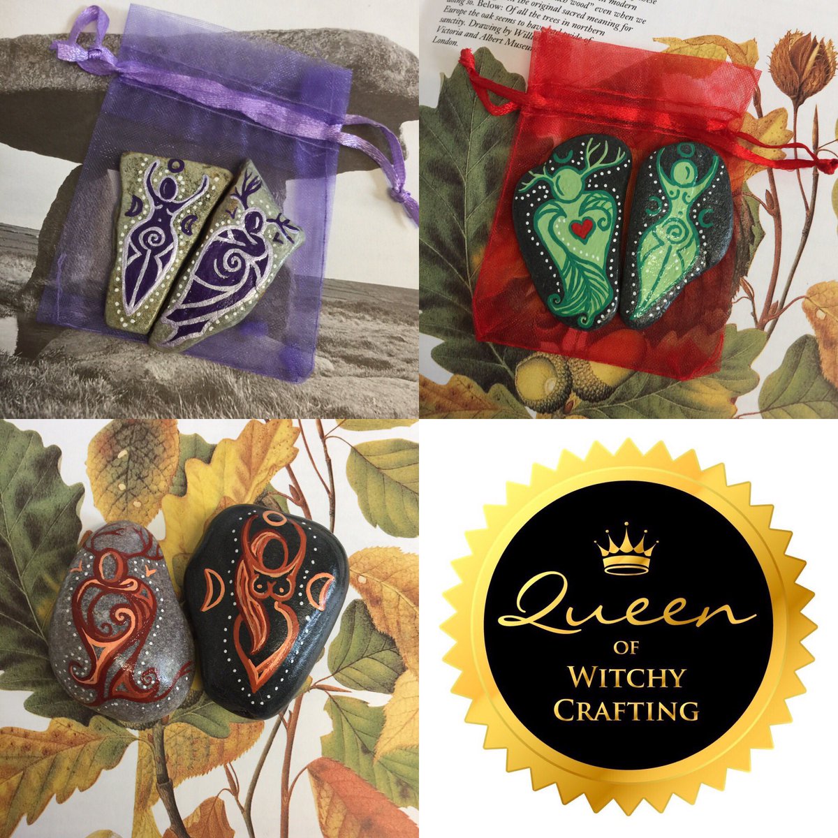 wildseawitch's tweet photo. was watching #sabrinatheteenagewitch whilst I painted then #DraculaUntold on #Netflix #queenof #pleasedontcopy #hornedgod #angelofdarkness #birmingham #staffordshire two off to #Madrid in #Spain and the #green set sold #purple #wiccansofinstagram https://t.co/Z7vA4QXOSl