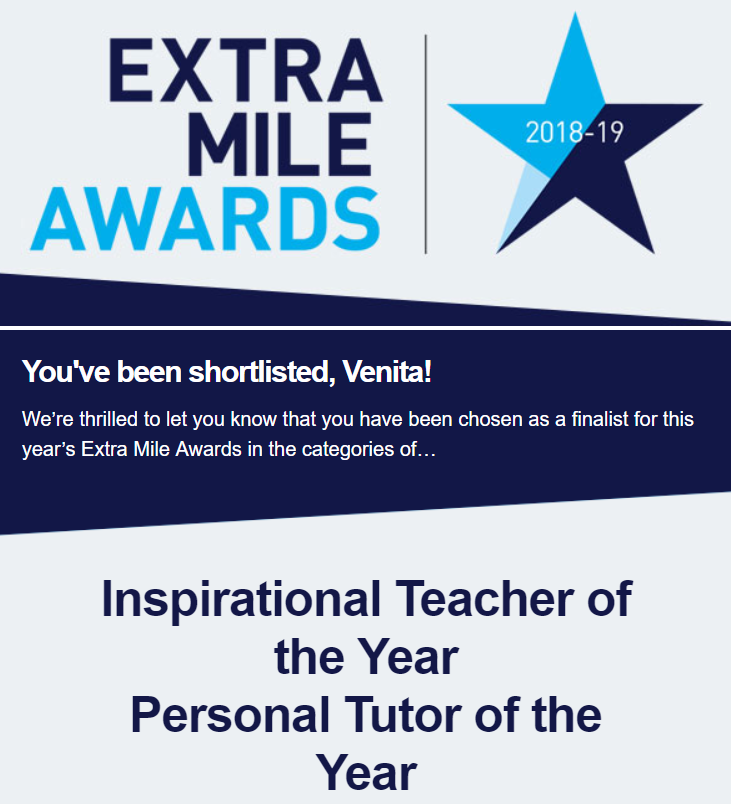 Once again I am very blessed to be shortlisted for these categories. I just want to say a big thank you to my <a href="/bcumedia/">Birmingham City University School of Media</a> students for nominating me @mybcu.  #extramileaward