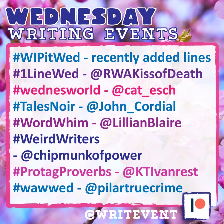 writevent's tweet photo. 🐦#1linewed SAINT
⛪️#wawwed STOLEN
☠️#TalesNoir TOMBS
🐦#WordWhim SWALLOW
⛪️#ProtagProverbs [img]
☠️#WippetWednesday [snippet] SLEEP
🐦#WIPitWed [recent lines]
⛪️#WeirdWriters SEE POST: https://t.co/LhsaC4G5Pu

See host:
❓#WickedAesthetics [aesth]
❓#worthywritings https://t.co/hmHk2SmnlZ