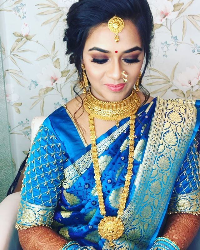 Makeup Look In Blue Saree  Easy Saree Makeup Tutorial  Simple Saree Makeup  look In Summer  YouTube