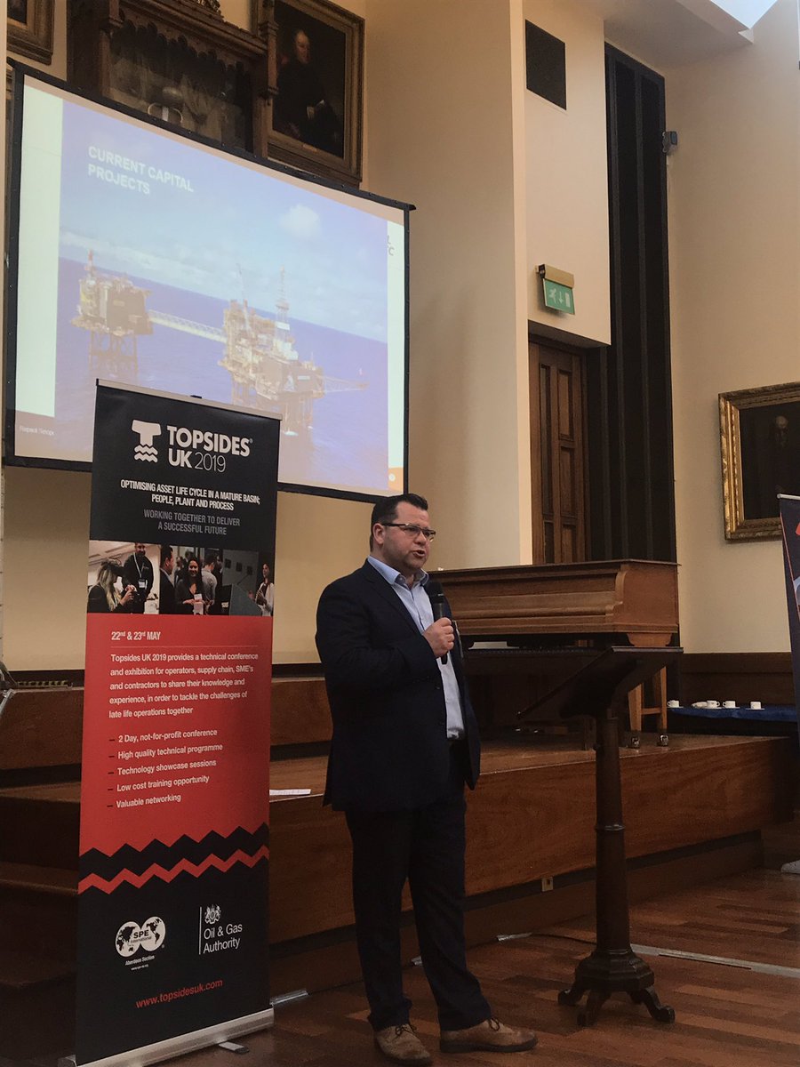 TopsidesUK's tweet photo. First up, Steve Gardyne giving a very positive message from @RepsolSinopecUK with reference to leadership, ownership, and driving change #TopsidesUK https://t.co/WFJyuBYffC