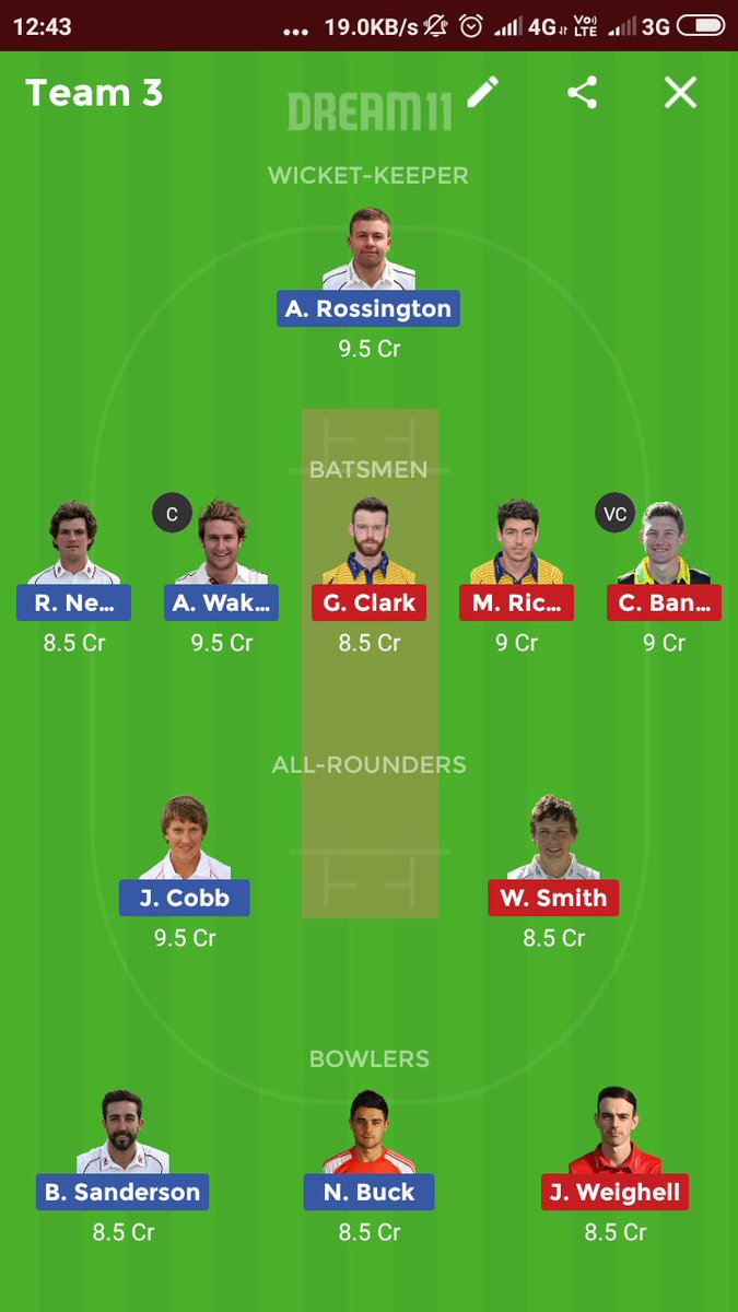 Cric119's tweet photo. #norvsdur
Both team squad and dream 11 team.
Join telegram for grand league team. Min 4+ teams provided.
Telegram Chanel link https://t.co/ZaGalRblgm https://t.co/RmZu6Wsoyj