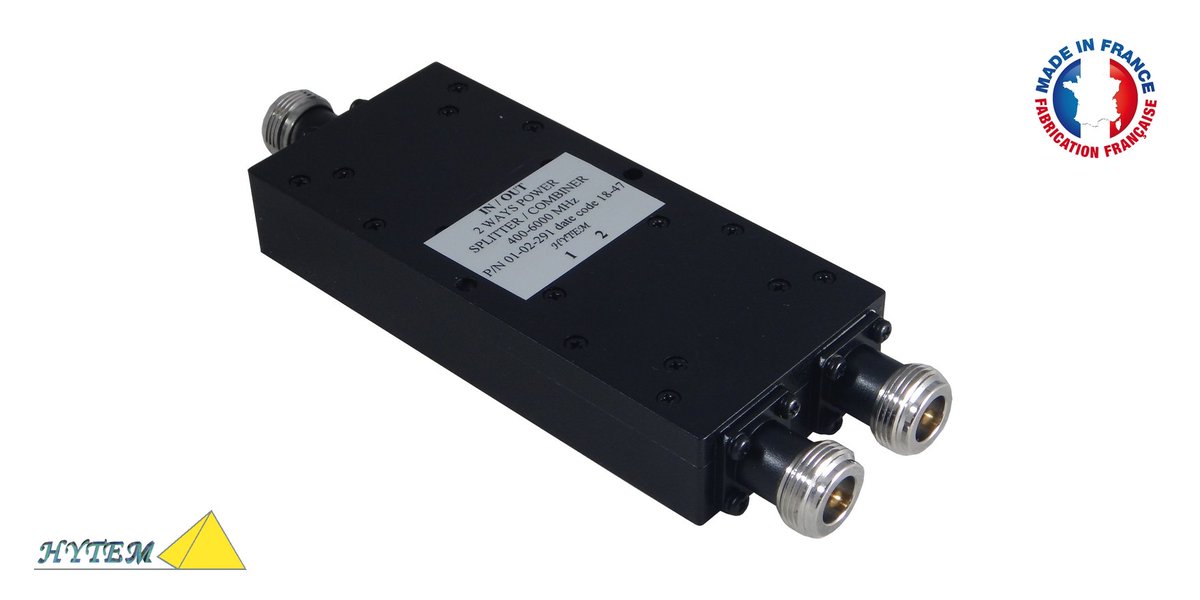 HytemRF's tweet image. New wideband 2 way power divider
Frequency range: 0.4~6GHz
Power: 30W (CW) max
Isolation: 18dB min
Insertion loss: 1.2dB max
Connectors: N female
P/N: 01.02.291
Datasheet=tinyurl.com/yxqjqpyg
#RF #Microwave #RFpowerSplitter #RFpowerDivider