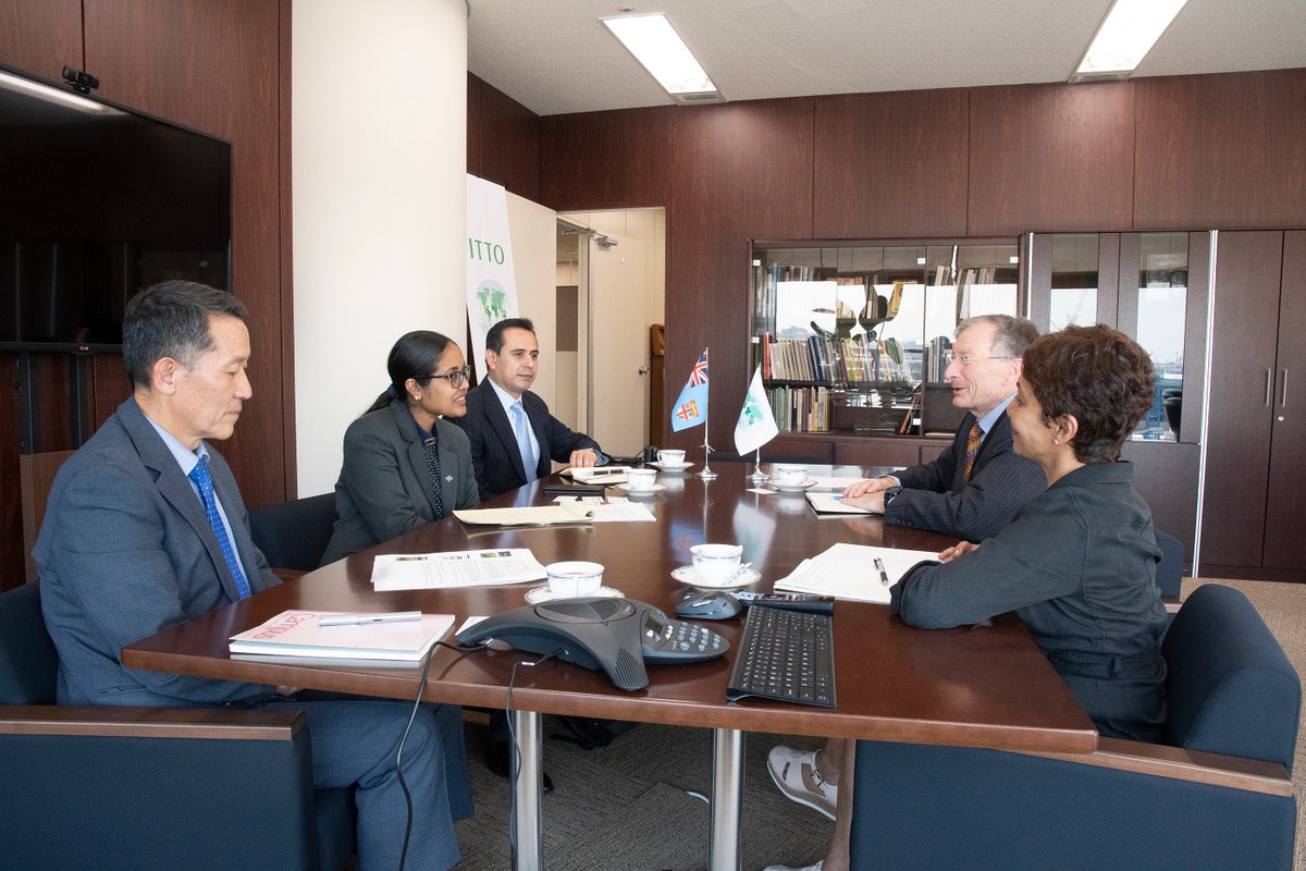 The First Secretary of the Embassy of #Fiji Ms. Farisha Ali visited #ITTO to discuss ongoing work in the country, forest statistic gathering and codes of conduct for the #timber processing sector. You can learn more about the project in Fiji itto.int/project_search…
Photo: K. Sato