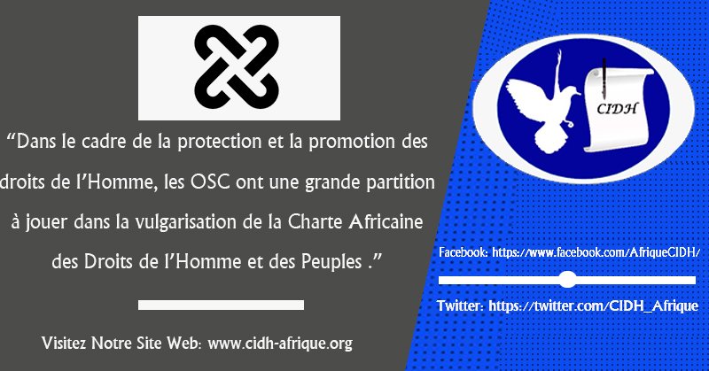 “Dans le cadre de la protection et la promotion des droits de l’Homme, les OSC ont une grande partition  à jouer dans la vulgarisation de la Charte Africaine des Droits de l’Homme et des Peuples .” CIDH AFRIQUE DU NORD