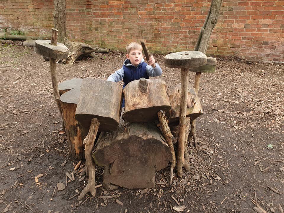 LynneWheatley's tweet photo. Loves his drumming. Serious about practise even on wooden ones in the forest #nextgenrocker #drummerboy https://t.co/c1eAoRvJOj