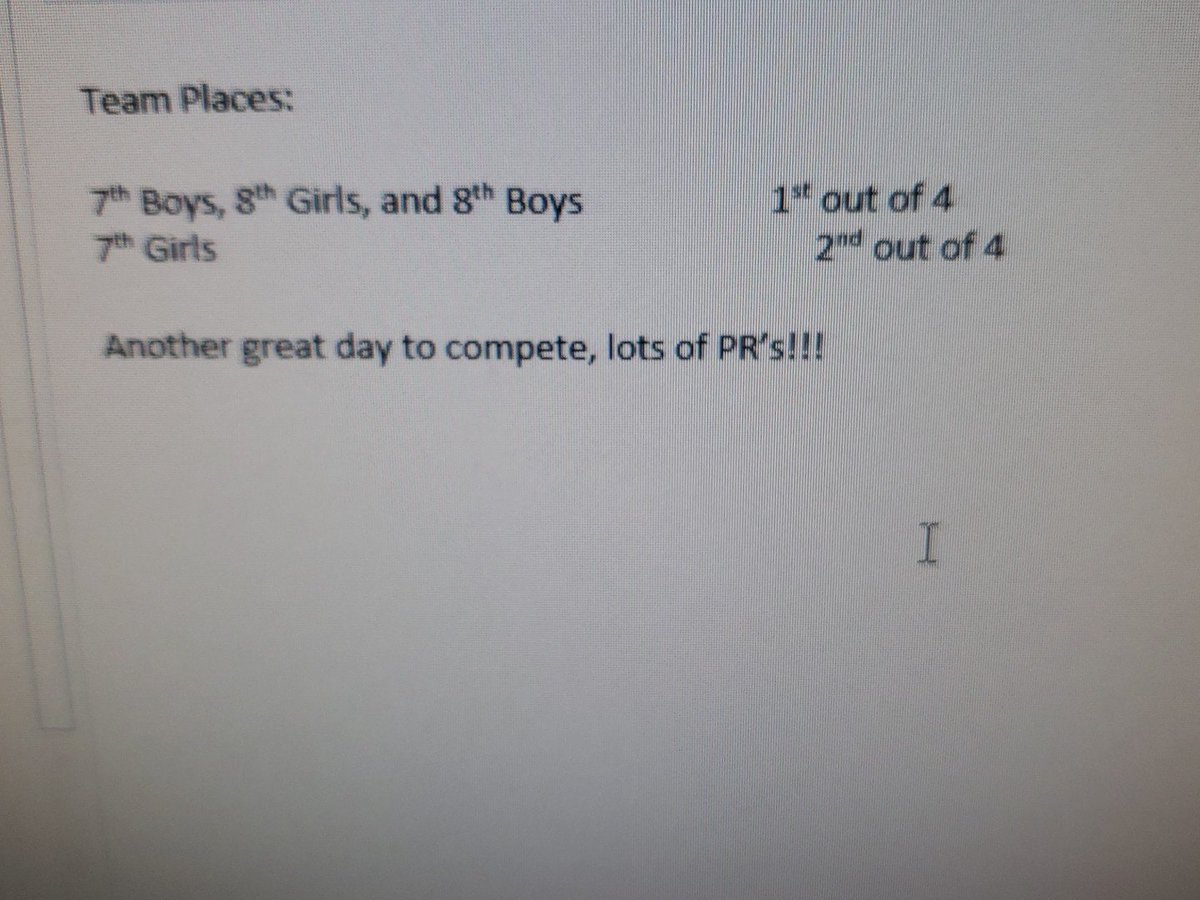 Track results from Prairie View Track Meet yesterday.
#btonms