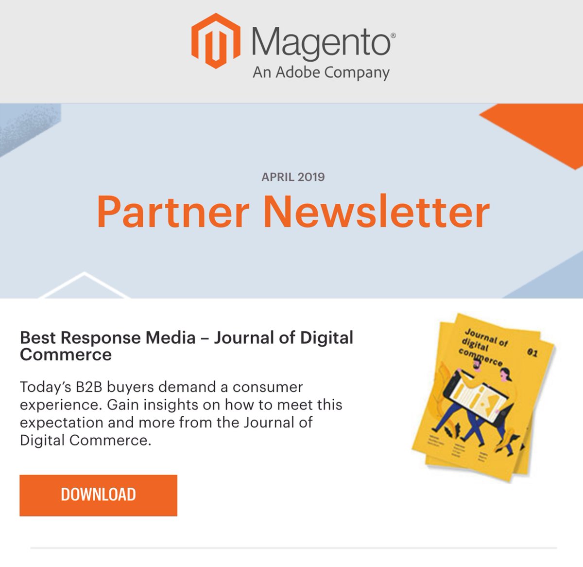 JournalofDC's tweet image. Did you catch our mention in the @magento Partner Newsletter today? Missed it, make sure you scroll down and check out Volume One of the @JournalofDC #MagentoPartner #Magento