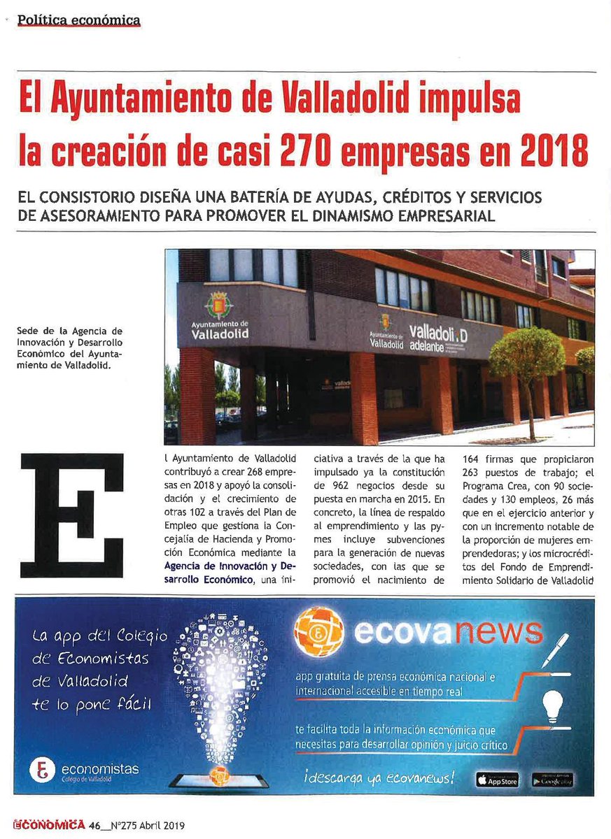 ideva_agencia's tweet photo. El @AyuntamientoVLL apoya la creación de 268 #empresas y la consolidación y crecimiento de otras 102

Este mes en @cyleconomica datos #PlandeEmpleo #2018 

#EmpresasdeNuevaCreacion18 #BecasCREA #ValladolidCircular #Retornodeltalento #FONDESVA #ValladolidConsolida #CVETraspasa https://t.co/ERuMmBouOF