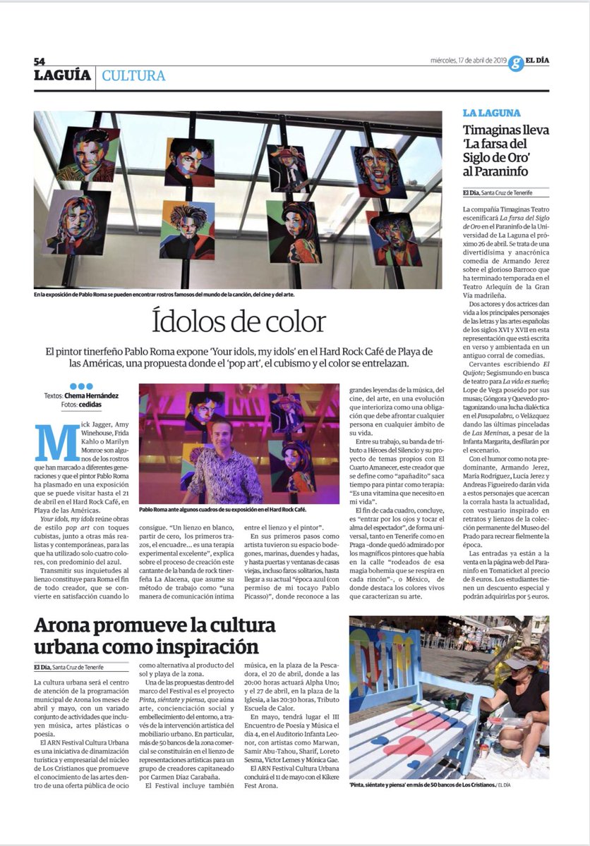 Hoy en <a href="/eldia/">El Día</a> “Timaginas lleva ‘La farsa del Siglo de Oro al Paraninfo’ <a href="/Paraninfoull/">Paraninfoull</a> <a href="/ULL/">Universidad de La Laguna</a>