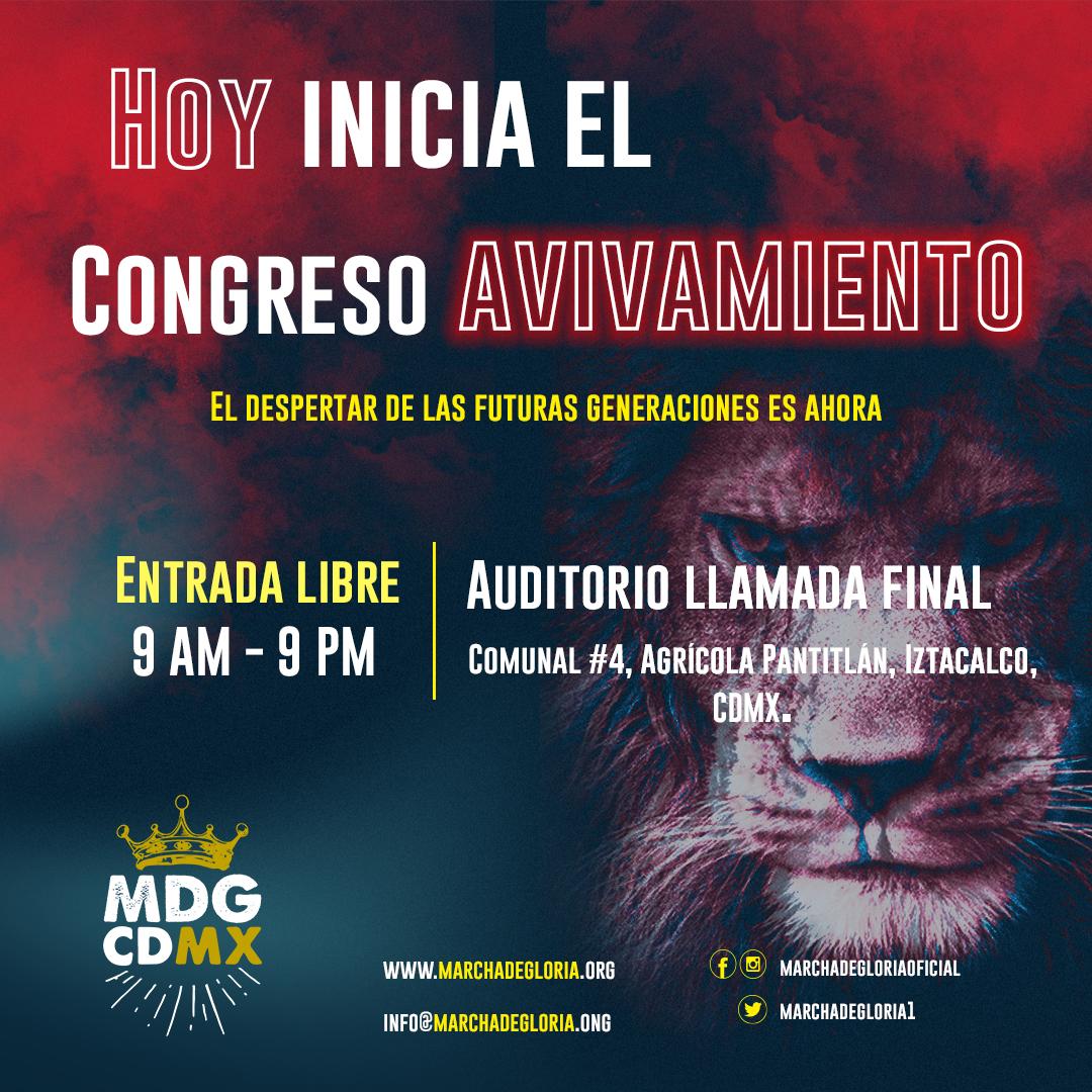 MarchadeGloria_'s tweet photo. Hoy da inicio el primer día del Congreso Avivamiento.
Te esperamos en el Auditorio Llamada Final ubicado en Comunal #4, agrícola Pantitlán, Iztacalco, a partir de las 9 am. https://t.co/BUoEGgviNA