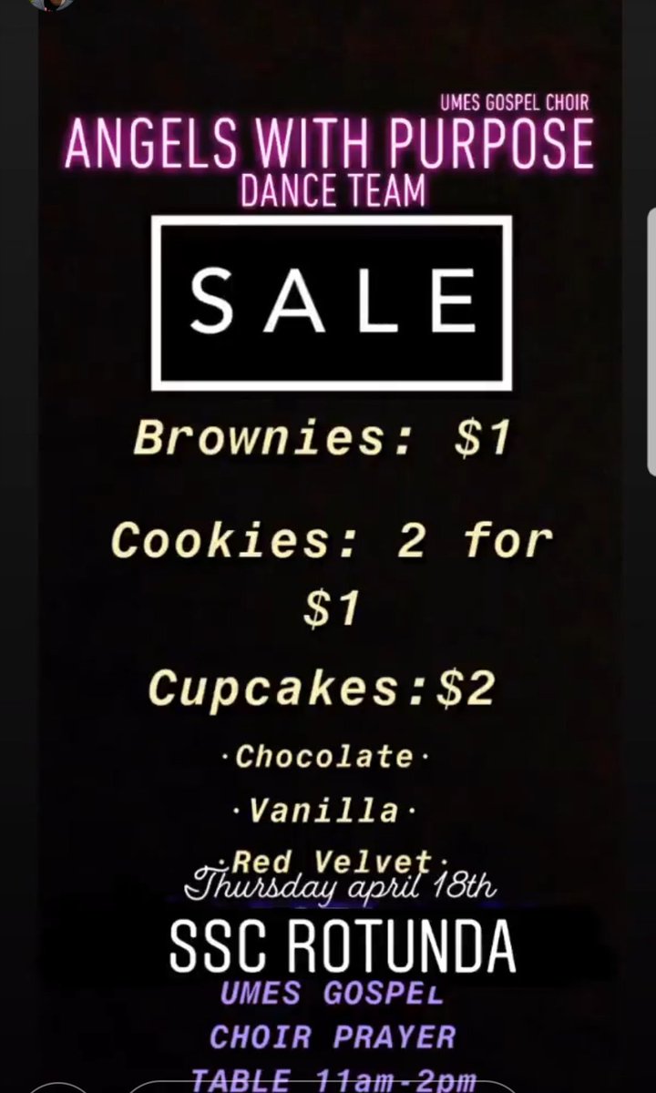 JessicaC374's tweet photo. Come out and support us tomorrow at our prayer table from 11-2 . Proceeds will go to help us get dance outfits. #UMES #umesgc https://t.co/2a3K4bprj3
