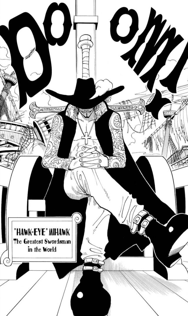 1) the title of "greatest/strongest swordsman in the world" can be translated to be the "King of Swordsman" in the STORY of One Piece. If the Greatest/Strongest Pirate is called the Pirate king then the same thing can work for a Swordsman as well!
