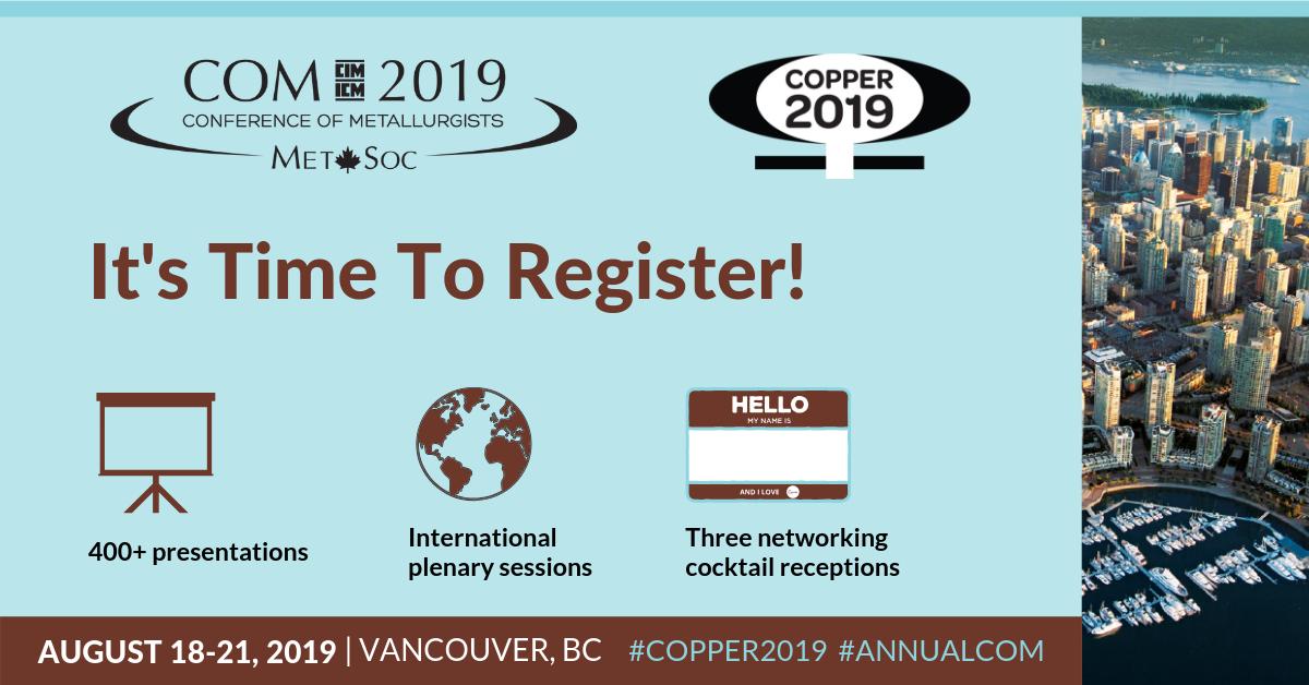 CIMetSoc's tweet photo. Registration for #AnnualCOM Hosting #Copper2019 is now open! Secure your spot and join us in Vancouver for an unforgettable event. https://t.co/dh7cikiYqE
@IIMCh @SAIMM1 @smecommunity @TMSSociety https://t.co/ufABpBwbKl