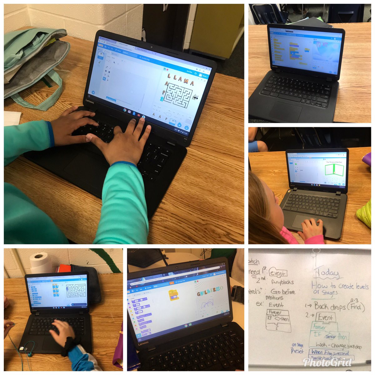 JessMatousek's tweet image. Scratch time. 6th,7th and 8th graders minds are exploding in here. How I love to see their creativity.  @HarmonPrincipal @StaciAlbanese #scratchmit #coding