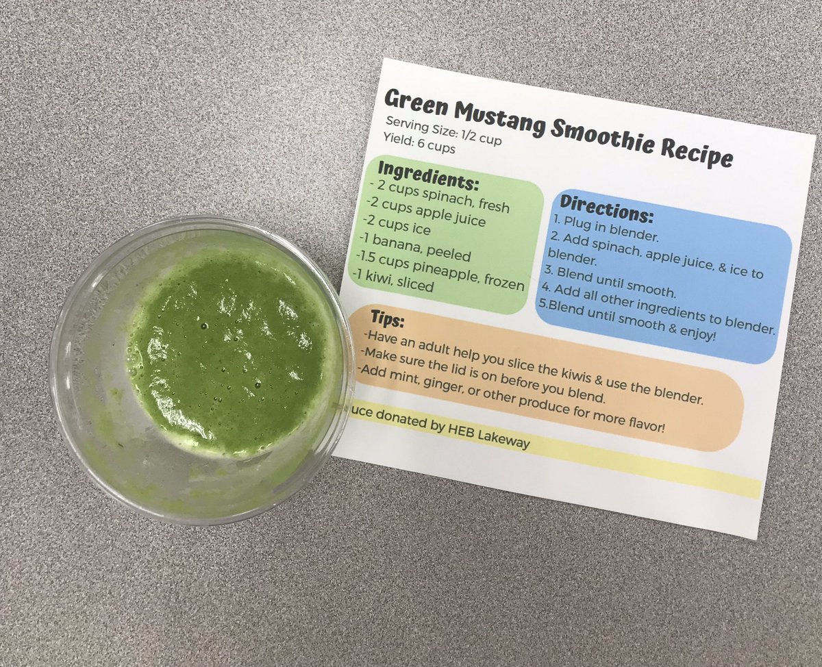 ARockenBrown's tweet photo. Thank you @LTCafes and @HEB for helping our 3rd graders make Green Mustang Smoothies this morning! @HicksSamuel @StephanieBudai #LWElearns #LearningTogether https://t.co/L35gpGh7rK