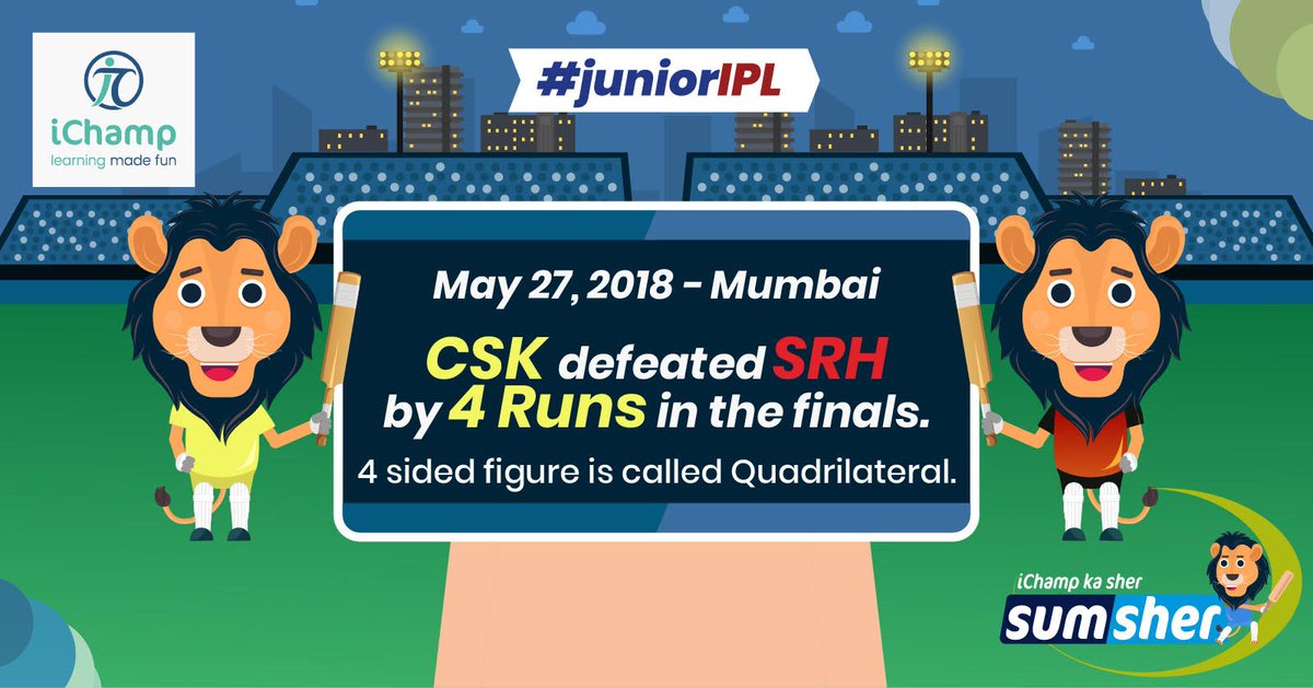 ichamp_in's tweet photo. The South Indian Derby is here! Arch Rivals Chennai Super Kings and Sunrisers Hyderabad clash today. In the battle of the Yellow and Orange, these 2 teams have played each other 10 times where the CSK has been dominant with 8 wins. 
#IPL2019 #SouthIndianDerby #CSKvsSRH #juniorIPL https://t.co/mXpUavNlrs